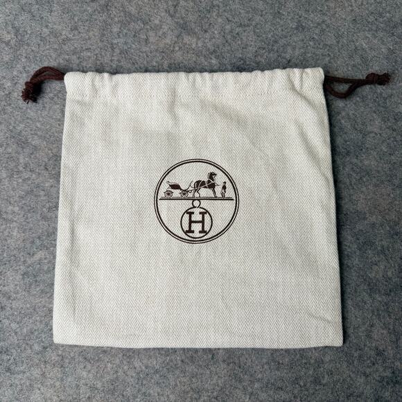 Hermes Logo Small Designer Drawstring Scarf Clothing Dust Bag/Pouch 8.5"x8.5" - Picture 1 of 6